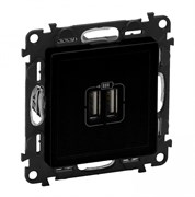Legrand Valena Life Black зарядное устройство с двумя USB-разьемами 240В/5В 1500мА. С лицевой панелью, антрацит. 756312