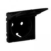 Legrand Valena Life Black лицевая панель розетки 2К+З c крышкой, антрацит. 756842