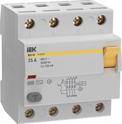 IEK KARAT УЗО KARAT ВД3-63 4P 25А 100мА 6кА тип AC MDV20-4-025-100