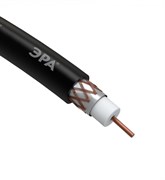 ЭРА R-64-PE100 Кабель коаксиальный RG-6U, 75 Ом, Cu/(оплётка Cu 64%), PE, цвет чёрный, бухта 100 м Б0044604