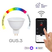 EKF Умная лампа GU5.3 Connect 4,5W WIFI RGBW slwf-gu-53-rgbw EKF Умная лампа GU5.3 Connect 4,5W WIFI RGBW slwf-gu-53-rgbw