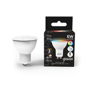 Gauss Лампа MR16 6W GU10 RGBW+димирование LED 101106406 Gauss Лампа MR16 6W GU10 RGBW+димирование LED 101106406
