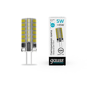 Gauss Лампа Elementary G4 12V 5W 400lm 4100K силикон LED 1/20/200 18725 Gauss Лампа Elementary G4 12V 5W 400lm 4100K силикон LED 1/20/200 18725
