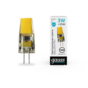 Gauss Лампа Elementary G4 12V 3W 210lm 4100K силикон LED 1/20/200 18723 Gauss Лампа Elementary G4 12V 3W 210lm 4100K силикон LED 1/20/200 18723
