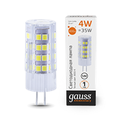 Gauss Лампа Elementary G4 12V 4W 400lm 3000K керамика LED 10714 Gauss Лампа Elementary G4 12V 4W 400lm 3000K керамика LED 10714