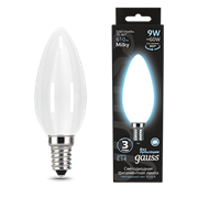 Gauss Лампа Filament Свеча 9W 610lm 4100К Е14 milky LED 103201209 Gauss Лампа Filament Свеча 9W 610lm 4100К Е14 milky LED 103201209