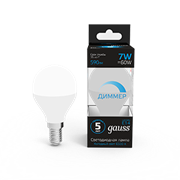 Gauss Лампа Шар 7W 590lm 6500К E14 диммируемая LED 105101307-D Gauss Лампа Шар 7W 590lm 6500К E14 диммируемая LED 105101307-D