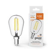 Gauss Лампа Basic Filament ST45 4,5W 470lm 2700К Е14 LED 1141115 Gauss Лампа Basic Filament ST45 4,5W 470lm 2700К Е14 LED 1141115