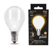 Gauss Лампа Filament Шар 9W 590lm 3000К Е14 milky LED 105201109 Gauss Лампа Filament Шар 9W 590lm 3000К Е14 milky LED 105201109