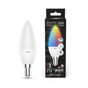 Gauss Лампа Свеча 6W E14 RGBW+димирование LED 103101406 Gauss Лампа Свеча 6W E14 RGBW+димирование LED 103101406