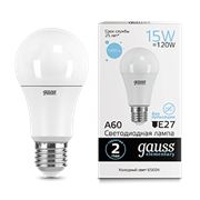 Gauss Лампа Elementary A60 15W 1480lm 6500K E27 LED 23235 Gauss Лампа Elementary A60 15W 1480lm 6500K E27 LED 23235