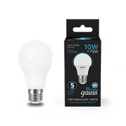 Gauss Лампа A60 10W 920lm 6500K E27 LED 1/10/50 102502310 Gauss Лампа A60 10W 920lm 6500K E27 LED 1/10/50 102502310