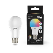 Gauss Лампа A60 10W E27 RGBW димирование LED 1/50 102102410 Gauss Лампа A60 10W E27 RGBW димирование LED 1/50 102102410