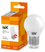 IEK Лампа светодиодная ECO G45 шар 3Вт 230В 3000К E27 LLE-G45-3-230-30-E27 IEK Лампа светодиодная ECO G45 шар 3Вт 230В 3000К E27 LLE-G45-3-230-30-E27