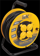 IEK INDUSTRIAL PLUS Катушка УК40 с т/з 4 места 2Р+PЕ/40метров 3х1,5мм2 IP44 "Industrial plus" WKP15-16-04-40-44