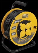 IEK INDUSTRIAL PLUS Катушка УК50 с т/з 4 места 2Р+PЕ/50метров 3х1,5мм2 IP44 Industrial plus WKP15-16-04-50-44