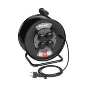 Удлинитель силовой КГ на катушке 4 гнезда, с/з, 30м, 3х1,5мм², IP44 c защитными крышками, металлическая катушка REXANT 13-5011