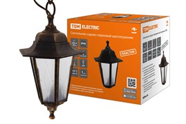 TDM Светильник садово-парковый НСУ 06-60-001 шестигранник, подвес, пластик, расс.пластик, бронза SQ0330-0773