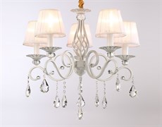 Ambrella Подвесная люстра с абажурами и хрусталем TR4547/5 WH/SL белый/серебро E14/5 max 40W D565*500 TR4547