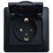 Glossa антрацит розетка с заземлением, со шторками с крышкой, 16А, IP20 (в сборе) GSL000746 - фото 14890