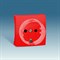 Simon 73 loft Красная Накладка на розетку c заземлением, с защитными шторками, S73Wood - фото 23977
