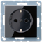 Штепсельная розетка SCHUKO 16A 250V~ с защитой от детей; термопласт;  цвет матовый черный - фото 41055