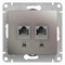 Glossa платина розетка 2-ая компьютерная RJ45+RJ45, кат.5E GSL001285KK - фото 71685