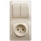 Glossa бежевый блок: розетка и 2-кл. выключатель GSL000272 - фото 72067