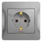 Glossa алюминий розетка с заземлением, (в сборе с рамкой) GSL000342 - фото 72092