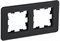 IEK Brite Decor чёрный матовый стекло скруглённые углы рамка 2-местная BR-M22-G-41-K02 - фото 73156