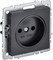 IEK Brite Base чёрный розетка 1-м без заземления, без защитных створок 10А BR-R10-10-K02 - фото 73255