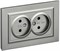 IEK Brite сталь розетка 2-я без заземления, шторок, 10А в сборе BR-R20-10-K46-F - фото 73547