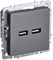 IEK Brite Base сталь розетка USB A+A 3,1А BR-U21-D31-K46 - фото 73728