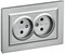 IEK Brite алюминий розетка 2-я без заземления, шторок, 10А в сборе BR-R20-10-K47-F - фото 73802