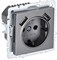 IEK Brite Base сталь розетка с заземлением и шторками, 16А с USB A+A 2,1А BR-R14-16-U21-D21-K46 - фото 73804