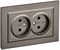 IEK Brite тёмная бронза розетка 2-я без заземления, шторок, 10А в сборе BR-R20-10-K45-F - фото 73810