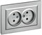 IEK Brite алюминий розетка 2-я без заземления, со шторками, 10А в сборе BR-R23-10-K47-F - фото 73817