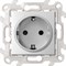 Simon 24 Алюминий Розетка с заземлением и шторками Schuko 2Р+Е 16A 250В~ 2450432-033 - фото 75950
