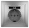Intro Розетка Plano 1-410-03 с заземлением 2P+E Schuko со шторками, 16А-250В + 2хUSB 5В-2,1А, IP20, СУ, алюминий Б0053944 - фото 76270