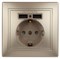 Intro Розетка Plano 1-410-04 с заземлением 2P+E Schuko со шторками, 16А-250В + 2хUSB 5В-2,1А, IP20, СУ, шампань Б0053945 - фото 76274