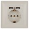 Intro 4-410-02 Розетка P+E Schuko со шторками, 16А-250В + 2хUSB, СУ, Solo, слоновая кость (10/100/20 Б0053714 - фото 76412