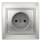 Intro Розетка Plano 1-201-03 без заземления 2P, 16А-250В, IP20, СУ, алюминий Б0053863 - фото 76486