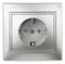 Intro Розетка Plano 1-202-03 с заземлением 2P+E Schuko, 16А-250В, IP20, СУ, алюминий Б0053878 - фото 76720