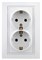 Intro Розетка Plano 1Э-208-01 с заземлением двойная 2X2P+E Schuko со шторками, 16А-250В, IP20, СУ, б.л., белый Б0053957 - фото 76724