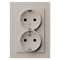 Jasmart Розетка SHUKO© двойная с защитными шторками 16A 250V~ 2P+T, цвет Тауп G5504T - фото 76822