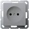 Jasmart G Алюминий Розетка б/з со шторками 16A 250V~ G5503S - фото 76990